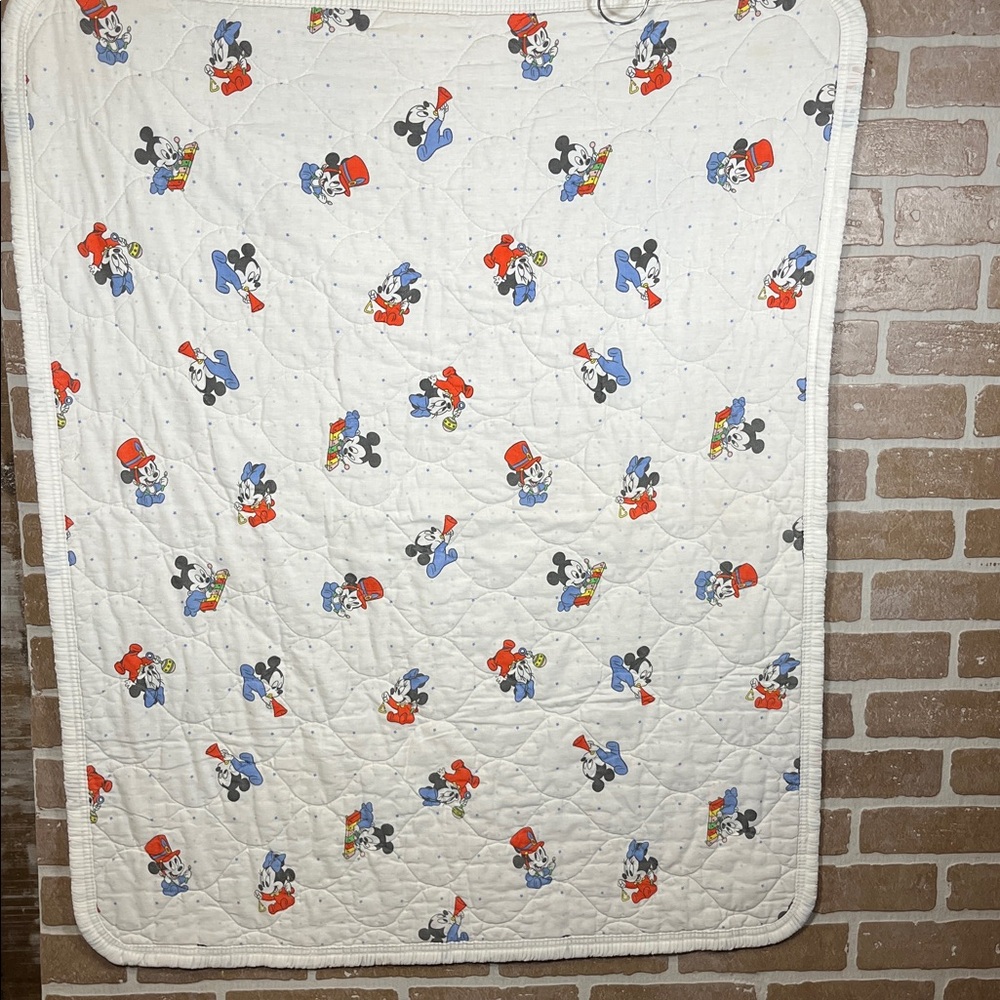 Vintage Disney  Baby Mickey Minnie Crib Quilted Blanket